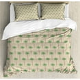 thumbnail image 1 of Ambesonne Palm Trees Duvet Cover Set, Grid Composition Palm, 2-Calking, Pale Sepia and Multicolor, 1 of 7