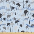 thumbnail image 1 of Ambesonne Palm Trees Fabric by the Yard, Aloha Vibes Tropical, 5 Yards, Pale Blue Charcoal Grey, 1 of 5
