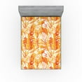 thumbnail image 1 of Ambesonne Palm Trees Fitted Sheet, Summer Chill Woods Print, Queen Size, Burnt Orange Mustard, 1 of 5