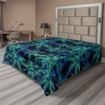 thumbnail image 1 of Ambesonne Palm Trees Flat Bedding Sheet Soft Top Sheet, Psychedelic Trippy Woods, Queen, Shamrock Green Sea Blue, 1 of 1
