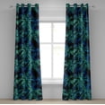 thumbnail image 1 of Ambesonne Palm Trees Grommet Curtain, Psychedelic Trippy Woods, 50"x96", Shamrock Green Sea Blue, 1 of 1