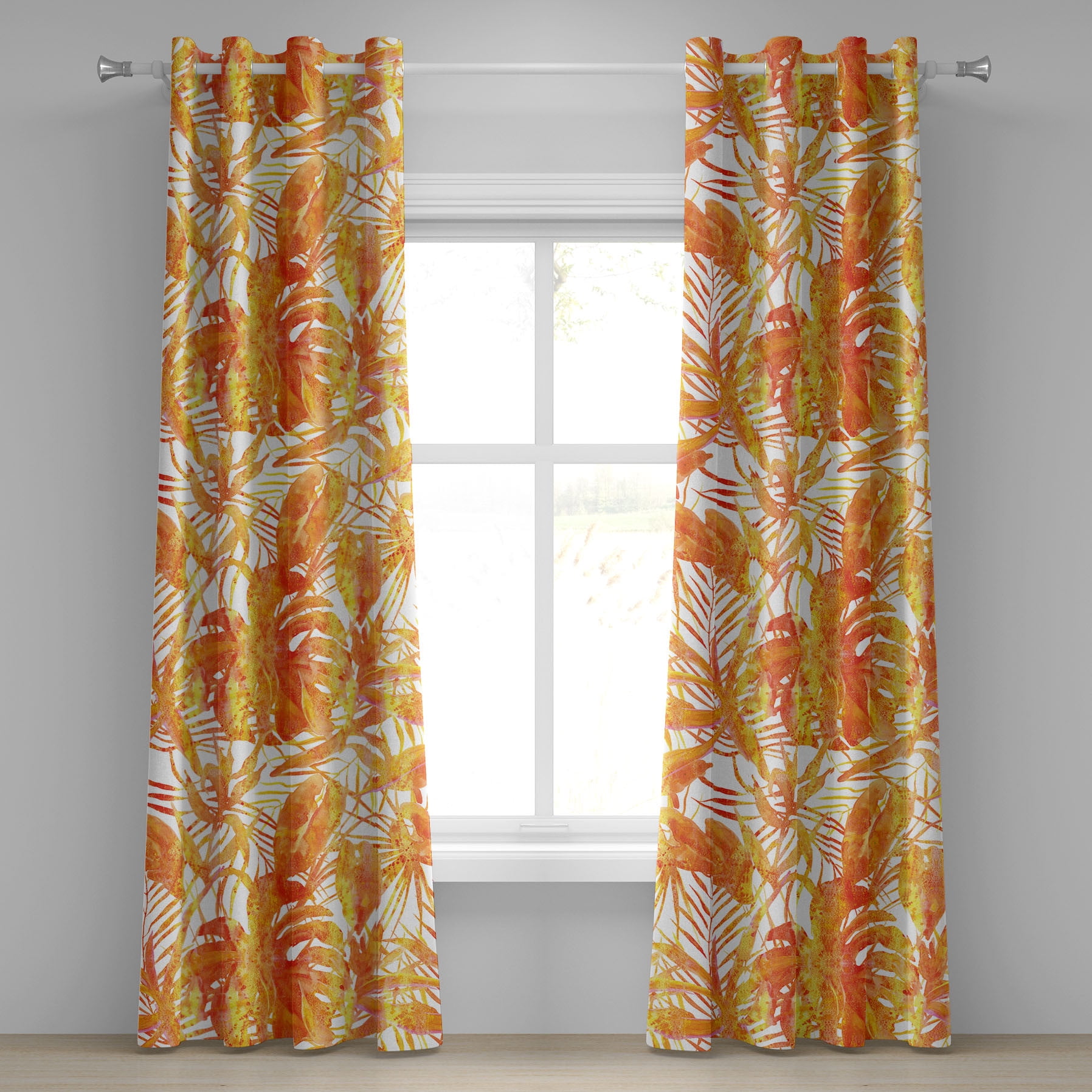 Ambesonne Palm Trees Grommet Curtain, Summer Chill Woods Print, 50