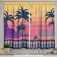 thumbnail image 1 of Ambesonne Palms Kitchen Curtains, Ombre Line Sunset Sea Scenery, 55"x39", Mustard Coral Violet, 1 of 3