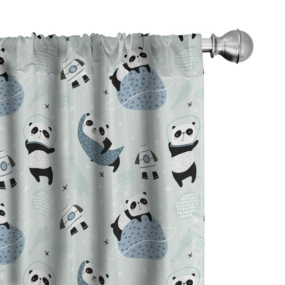 Ambesonne Panda Curtains, Pastel Animal in Space, Pair of 28"x84", Multicolor