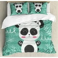 thumbnail image 1 of Ambesonne Panda Duvet Cover Set, Woodland Items Drawn by Hand, King, Dark Grey Mustard, 1 of 3