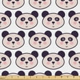 thumbnail image 1 of Ambesonne Panda Fabric by the Yard Upholstery, Cartoon Bear Animal Faces Art, 3 Yards, Dark Purple and Pale Pink, 1 of 5