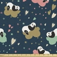thumbnail image 1 of Ambesonne Panda Fabric by the Yard Upholstery, Doodle Hearts Stars and Dots, 3 Yards, Blue Multicolor, 1 of 4