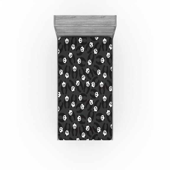 Ambesonne Panda Fitted Sheet, Wild Nature Bear Boho Print, Twin Size, Charcoal Grey White