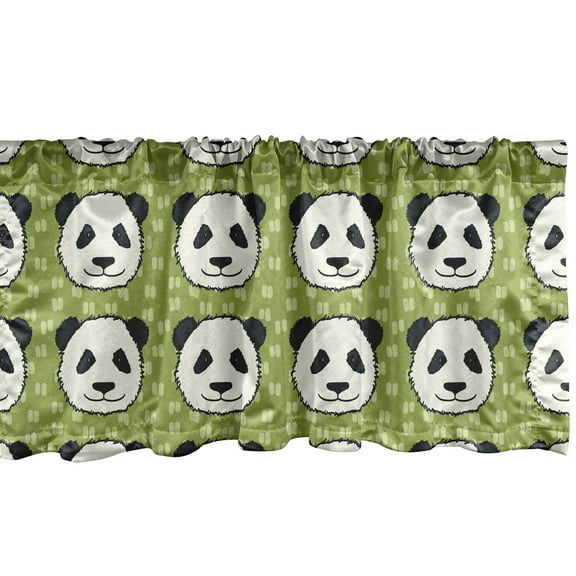 Ambesonne Panda Window Valance, Funny Bear Furry Animal Heads, 54" X 18", Multicolor