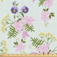 thumbnail image 1 of Ambesonne Pansy Fabric by the Yard Upholstery, Close Up Garden Art Scene, 1 Yard, Mint Green and Multicolor, 1 of 1