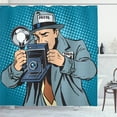 thumbnail image 1 of Ambesonne Paparazzi Shower Curtain, Comic Photographer Man, 69"Wx84"L, Petrol Blue Grey Teal, 1 of 4