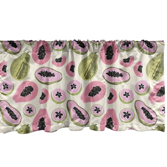 Ambesonne Papaya Window Valance, Tropical Halved Fruit Art, 54" X 12", Multicolor
