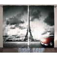 thumbnail image 1 of Ambesonne Paris Curtains 2 Panel Set, Eiffel Tower Cloudy Day, 108" x 84", Red Grey, 1 of 3