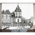 thumbnail image 1 of Ambesonne Paris Curtains 2 Panel Set, View from Pont Neuf, 108" x 96", Black and White, 1 of 3