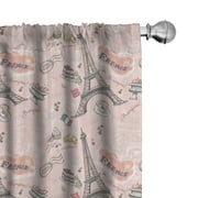 Ambesonne Paris Curtains, Croissant Macaroon Muffin, Pair of 28"x84", Multicolor