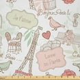 thumbnail image 1 of Ambesonne Paris Fabric by the Yard Microfiber, Lovers in Streets Flowers, 5 Yards, Dried Rose Cream, 1 of 2