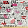 thumbnail image 1 of Ambesonne Paris Fabric by the Yard Microfiber, Newspaper Lipstick Kiss, 2 Yards, Charcoal Grey Multicolor, 1 of 2