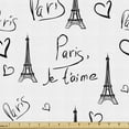 thumbnail image 1 of Ambesonne Paris Fabric by the Yard Upholstery, Eiffel Je T'aime Doodle, 1 Yard, Black White, 1 of 4