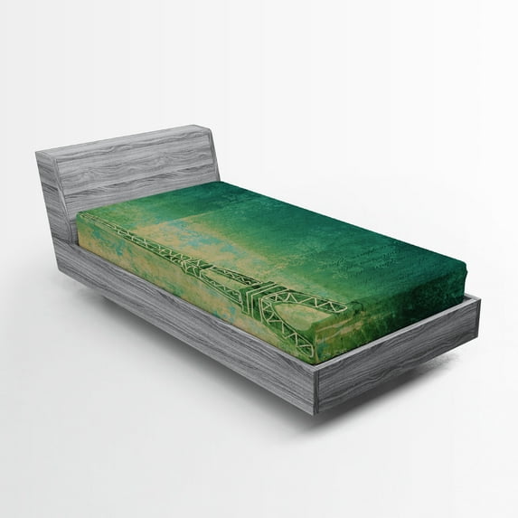 Ambesonne Paris Fitted Sheet, Colorful Ombre Sketch, Twin XL Size, Teal Mustard