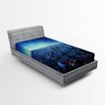 thumbnail image 1 of Ambesonne Paris Fitted Sheet, Eiffel Tower Cityscape, Twin XL Size, Navy Blue, 1 of 3