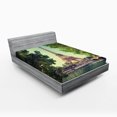 thumbnail image 1 of Ambesonne Paris Fitted Sheet, Eiffel Tower Seine River, Queen Size, Almond Green Pale Brown, 1 of 2