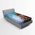 thumbnail image 1 of Ambesonne Paris Fitted Sheet, Tilt Shot Eiffel Tower Travel, Twin XL Size, Blue and Brown, 1 of 2