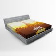 thumbnail image 1 of Ambesonne Paris Fitted Sheet, Tulips Romantic Scene, Full Size, Orange Yellow Brown, 1 of 2