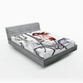 thumbnail image 1 of Ambesonne Paris Fitted Sheet, Woman on Bike Eiffel, King Size, Grey Red Peach, 1 of 3