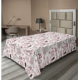thumbnail image 1 of Ambesonne Paris Flat Sheet, Kissing Couple Valentines, Twin Size, Pale Pink Rose, 1 of 1