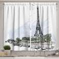 thumbnail image 1 of Ambesonne Paris Kitchen Curtains, Eiffel Tower Birds Trees, 55"x39", Black and White, 1 of 3