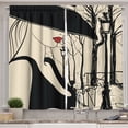thumbnail image 1 of Ambesonne Paris Kitchen Curtains, European Woman Montmartre, 55"x39", Black Beige and Red, 1 of 3