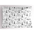 thumbnail image 1 of Ambesonne Paris Pillow Sham, Eiffel Je T'aime Doodle, 26" X 20", Black White, 1 of 2