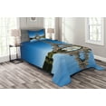thumbnail image 1 of Ambesonne Paris Quilted Bedspread Set 2 Pcs, Eiffel Water Reflection, Twin Size, Green Grey Blue, 1 of 3