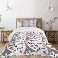 thumbnail image 1 of Ambesonne Paris Quilted Bedspread Set 2 Pcs, Pink Kiss Eiffel Love, Twin Size, White Black Pink, 1 of 3