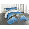 thumbnail image 1 of Ambesonne Paris Quilted Bedspread Set 3 Pcs, Eiffel Water Reflection, Queen Size, Green Grey Blue, 1 of 3