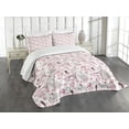 thumbnail image 1 of Ambesonne Paris Quilted Bedspread Set 3 Pcs, Kissing Couple Valentines, Queen Size, Pale Pink Rose, 1 of 5