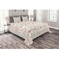 thumbnail image 1 of Ambesonne Paris Quilted Bedspread Set 3 Pcs, Lovers in Streets Flowers, King Size, Dried Rose Cream, 1 of 3