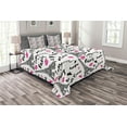 thumbnail image 1 of Ambesonne Paris Quilted Bedspread Set 3 Pcs, Pink Kiss Eiffel Love, Queen Size, White Black Pink, 1 of 3