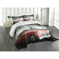 thumbnail image 1 of Ambesonne Paris Quilted Bedspread Set 3 Pcs, Vintage Car and Eiffel, King Size, Grey Red, 1 of 5