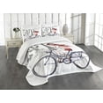 thumbnail image 1 of Ambesonne Paris Quilted Bedspread Set 3 Pcs, Woman on Bike Eiffel, Queen Size, Grey Red Peach, 1 of 5