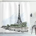 thumbnail image 1 of Ambesonne Paris Shower Curtain, Eiffel Tower Birds Trees, 69"Wx75"L, Black and White, 1 of 3