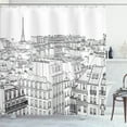 thumbnail image 1 of Ambesonne Paris Shower Curtain, Roofs in Paris and Eiffel, 69"Wx75"L, Black and White, 1 of 3