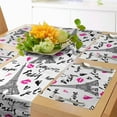 thumbnail image 1 of Ambesonne Paris Table Runner & Placemats, Pink Kiss Eiffel Love, Placemat 4 pcs + Runner 14"x90", White Black Pink, 1 of 2
