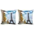 thumbnail image 1 of Ambesonne Paris Throw Pillow Cover 2 Pack, Antique Sculptures Eiffel, 18", Blue and Yellow, 1 of 7
