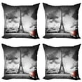 thumbnail image 1 of Ambesonne Paris Throw Pillow Cover 4 Pack, Eiffel Tower Cloudy Day, 20", Red Grey, 1 of 6