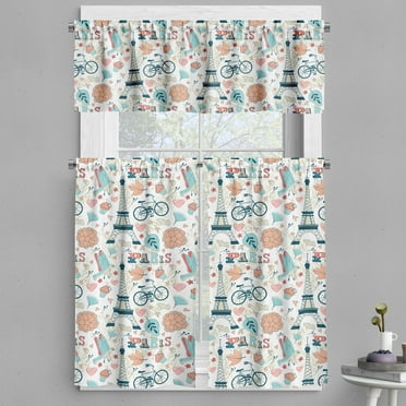 Ambesonne Paris Valance & Curtain, Autumn in France Theme, 55"x45", Multicolor