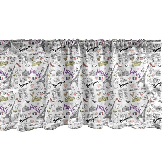 Ambesonne Paris Window Valance, Food Fashion Love, 54" X 18", Multicolor