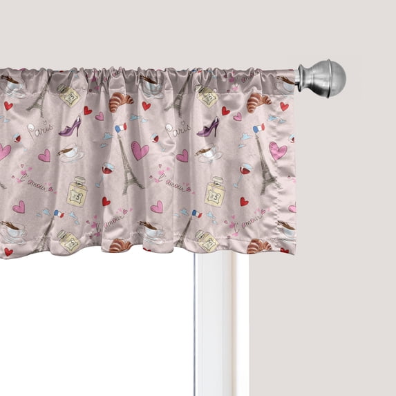 Ambesonne Paris Window Valance, French Flag Popular, 54" X 12", Rose