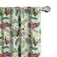 thumbnail image 1 of Ambesonne Parrot Curtains, Jungle Flora and Fauna, Pair of 28"x84", Multicolor, 1 of 5