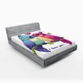 thumbnail image 1 of Ambesonne Parrot Fitted Sheet, Branch with Heart, Full Size, Pink Teal White, 1 of 3